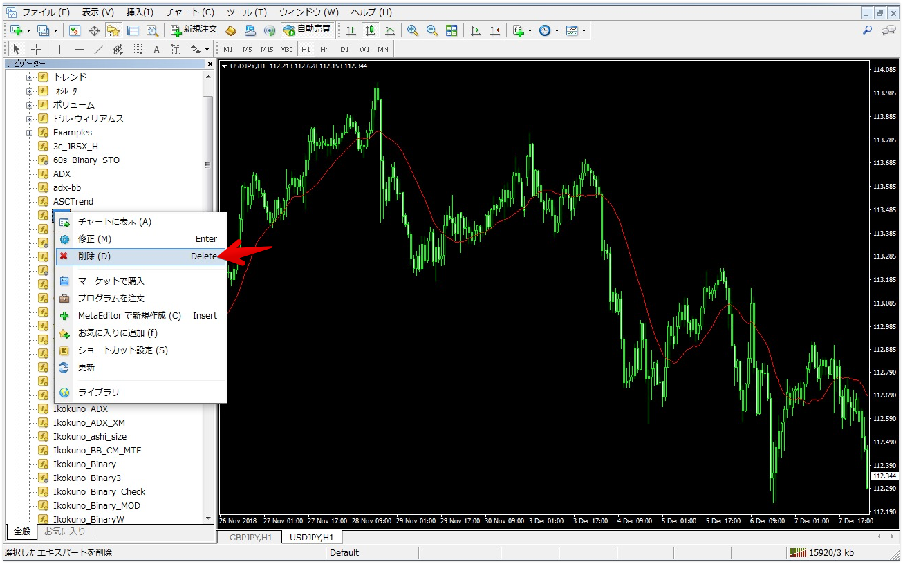 インジケーター-mt4-アンインストール